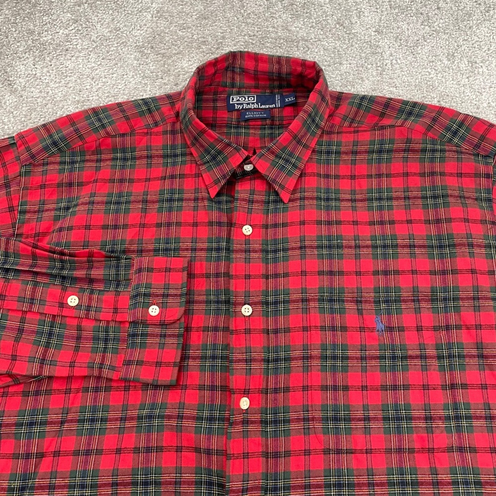 Polo Ralph Lauren Flannel Shirt Mens XXL Elliott Button Up Plaid Christmas 2XL